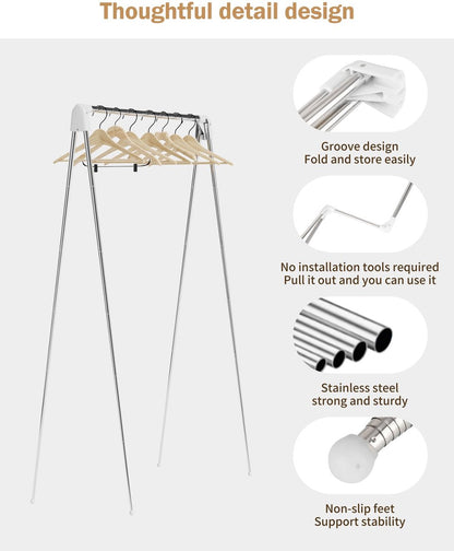 Travel clothes hanger - folding clothes hanger - clothes rack - Wasrek folding clothes rack - suitable for travel - folding clothes rack - freestanding clothes drying rack - drying tower - clothes drying rack - bathroom/balcony/indoor/outdoor - Image 4