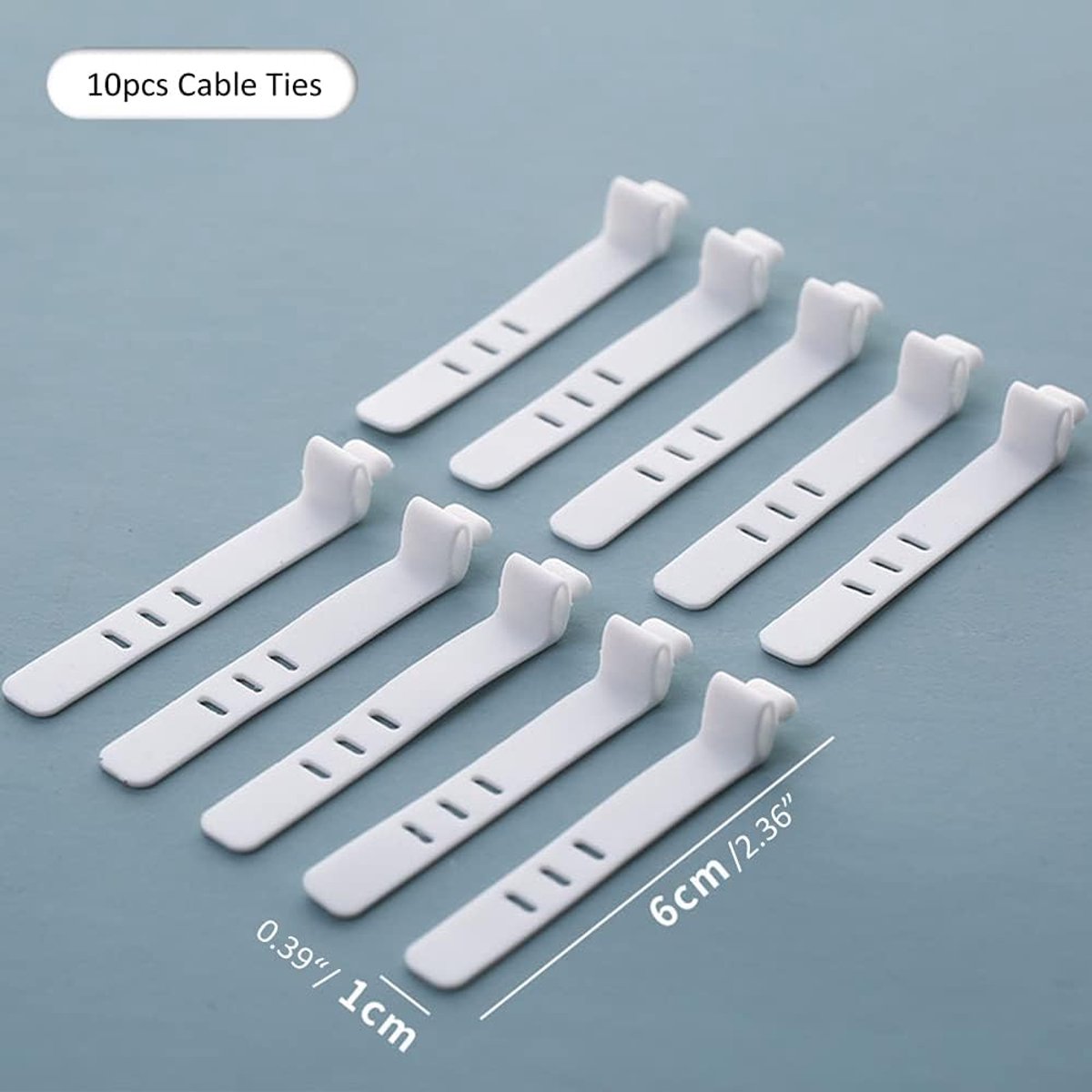 Cable storage box - Cable organizer with 10 cable ties - Cable storage box - Clear plastic storage box for office, workbench, living room, bedroom (large size with lid) - Image 5