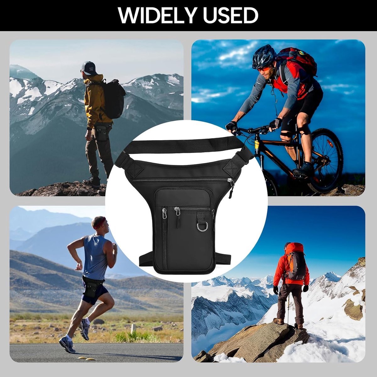 Fanny pack - men's fanny packs - women's fanny packs - Waterproof tactical leg bag - fanny pack - Multifunctional motorcycle bag for men and women - travel, camping, running, cycling - vegetable - Image 4
