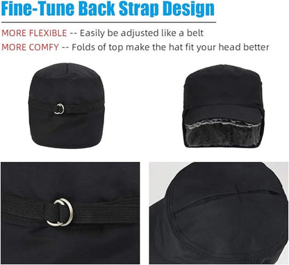 Beanie - Men's Beanie - Men's Winter Beanie - Warm Hats - With Ear Flaps - Ideal for Cold Weather - Faux Fur Lining - Unisex - Warmth - Winter - Sport - Outdoors - Gift Idea - Black - Image 2