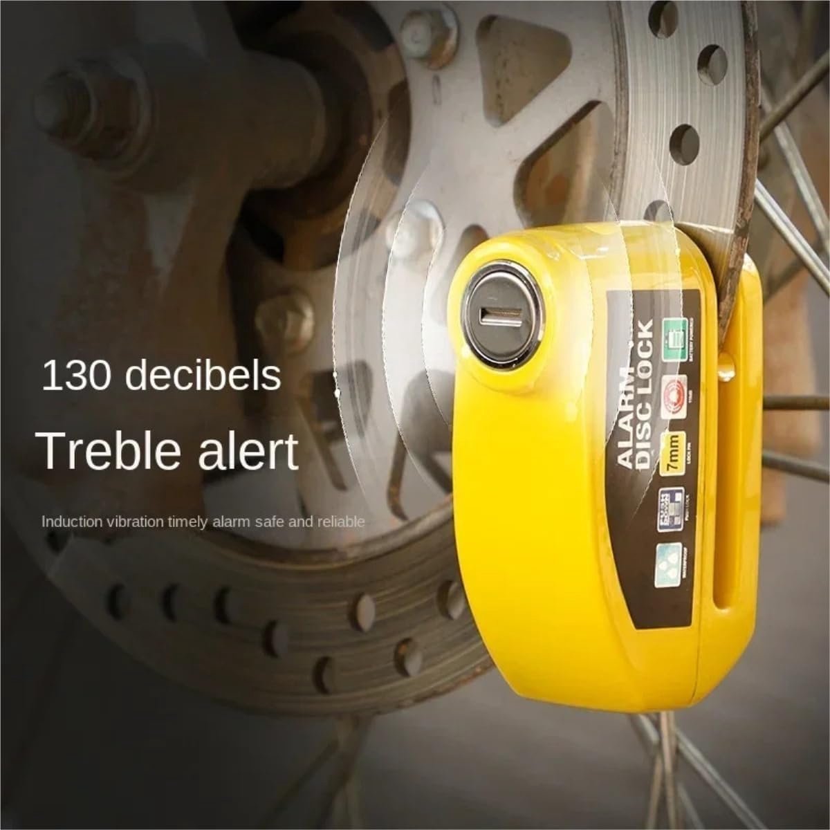 Brake disc lock with alarm - With reminder cable - 7 mm - Motorcycle lock - Scooter lock - Image 5