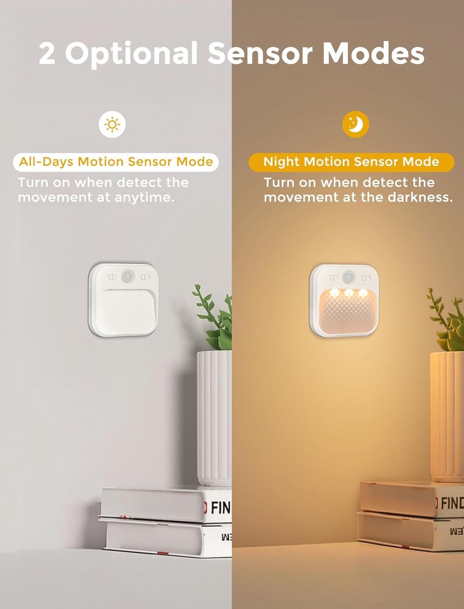 Night light - Night light plug - Children's night light - Night light with motion detector - With 3 detection modes - Rechargeable - 3 light colors - With adjustable brightness - For stairs - Hallway - Children's room - Bedroom - Image 2