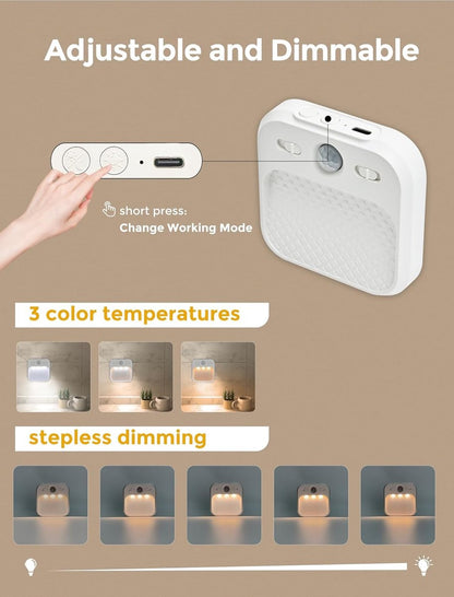 Night light - Night light plug - Children's night light - Night light with motion detector - With 3 detection modes - Rechargeable - 3 light colors - With adjustable brightness - For stairs - Hallway - Children's room - Bedroom - Image 3
