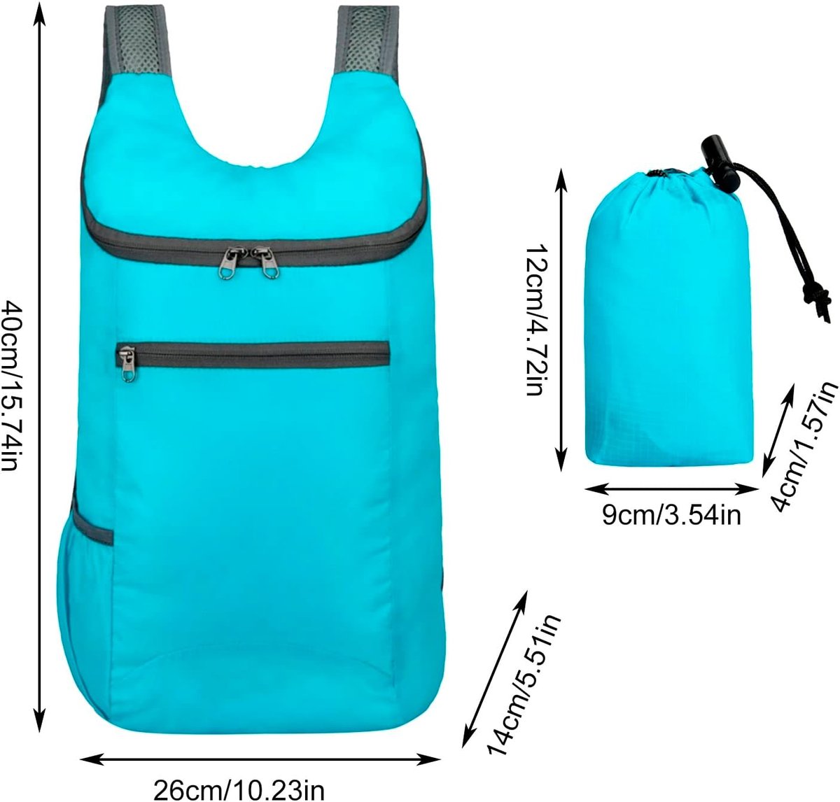 Backpack - Women's Backpack - Men's Backpack - Foldable Hiking Backpack - Personalized Outdoor Travel Bag - Sports Bag - Men's Gym Bag - Lightweight (Black, One Size) - Image 3
