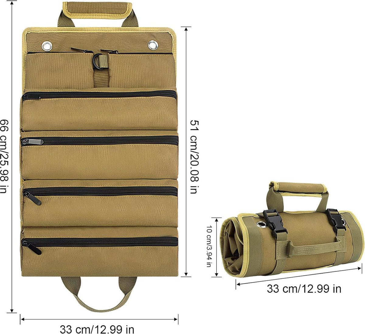 Roll-up tool bag - Tool belt - Open tool bag - with adjustable strap - Drill holder - Canvas - Roll-up pouch - Electrician's kit - Storage rack - Wrench organizer - No tool included! - Image 7