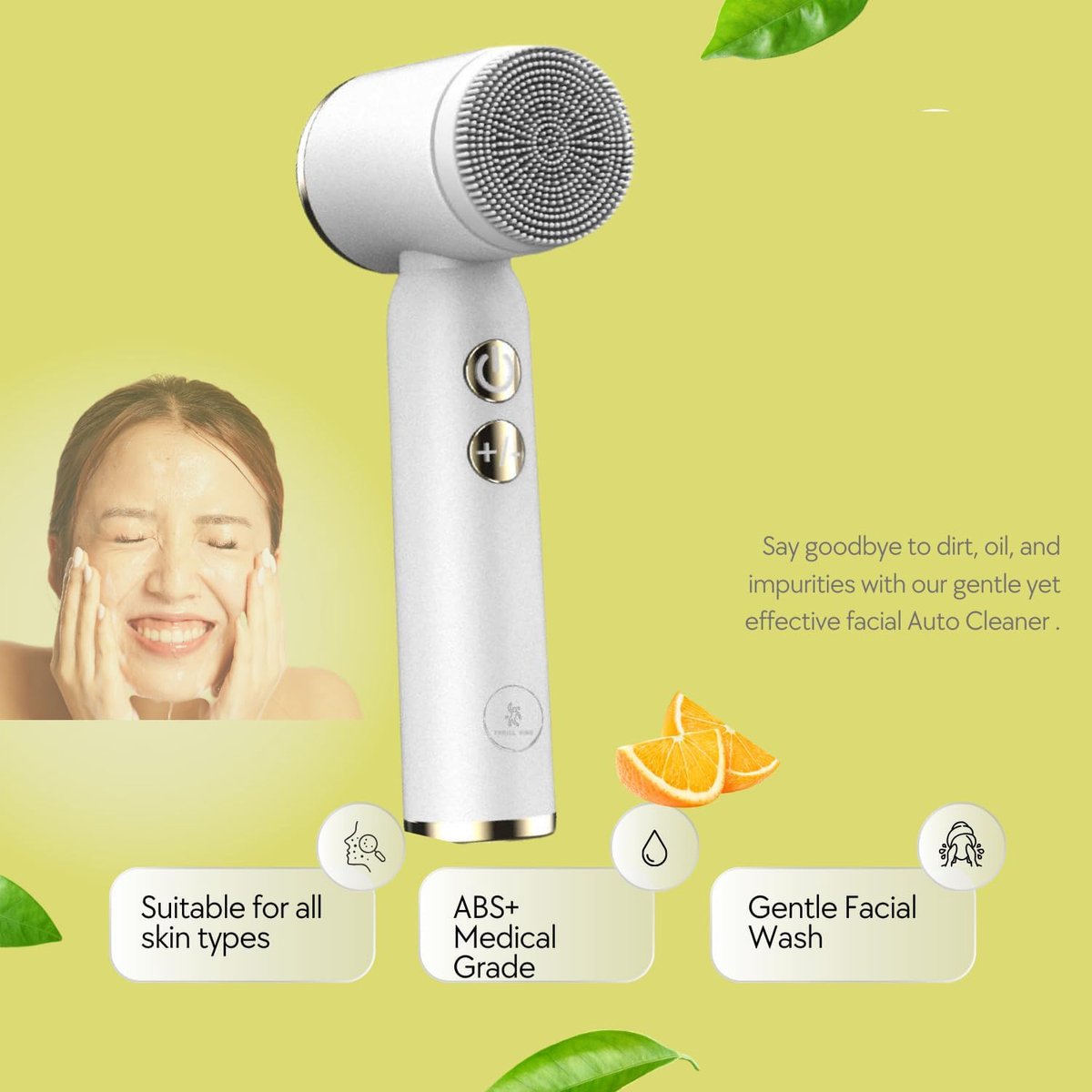 Facial Cleansing Brush - Sonic Roller - Spin - Electric Facial Cleanser - Facial Care - Keratin - Electric - Portable - Waterproof - 6 Interchangeable Brush Heads - Suitable for Women's and Men's Skin - 6 in 1 - White - Image 2