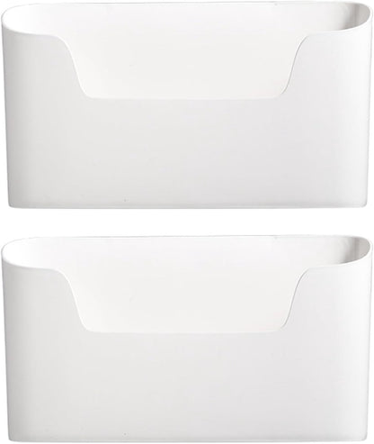 Storage boxes - Wall-mounted storage boxes - Wall-mounted filing cabinets - Mail and magazine organizers - Self-adhesive single-compartment door - No drilling required - For storing office supplies - (White, set of 2)