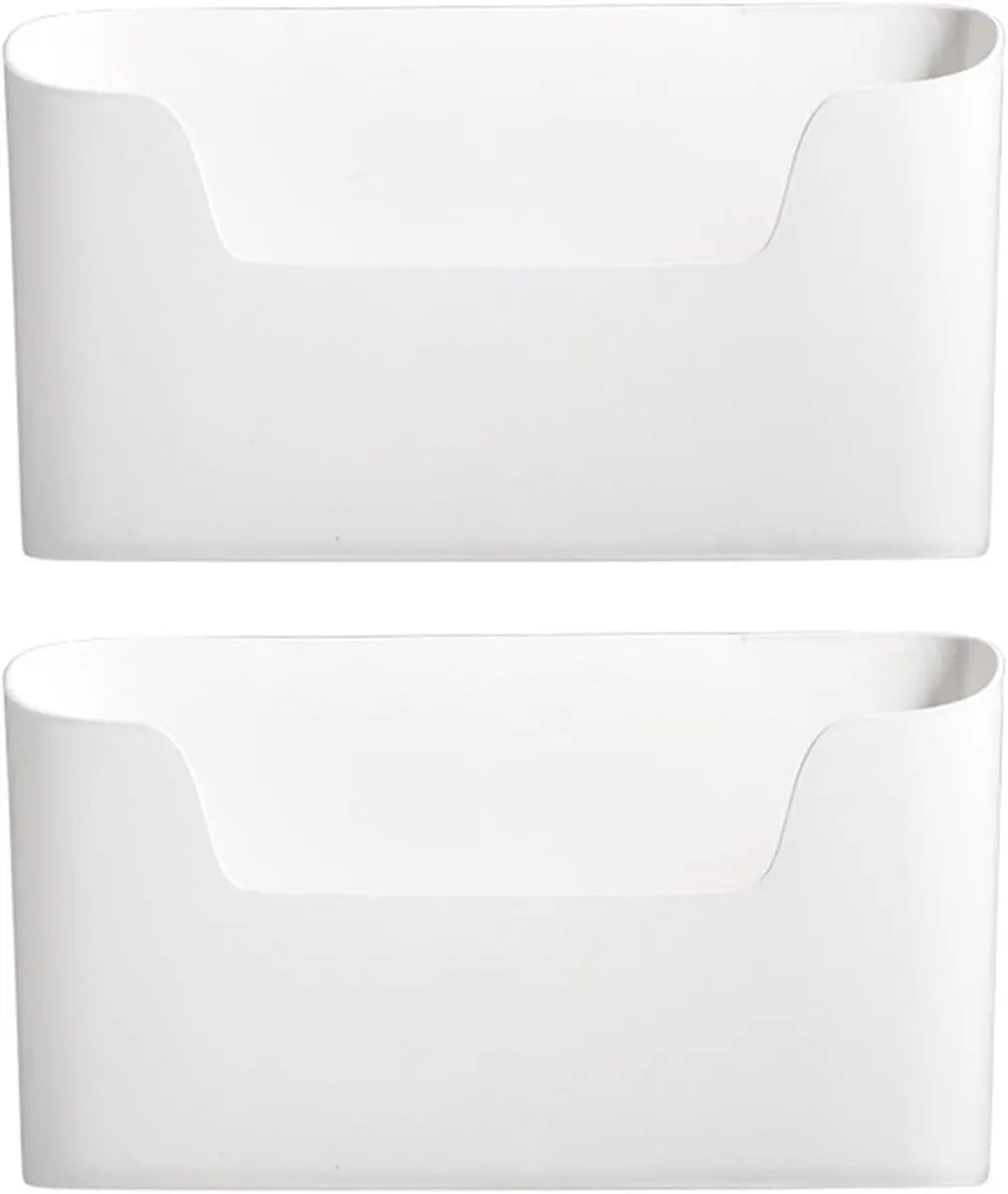 Storage boxes - Wall-mounted storage boxes - Wall-mounted filing cabinets - Mail and magazine organizers - Self-adhesive single-compartment door - No drilling required - For storing office supplies - (White, set of 2)