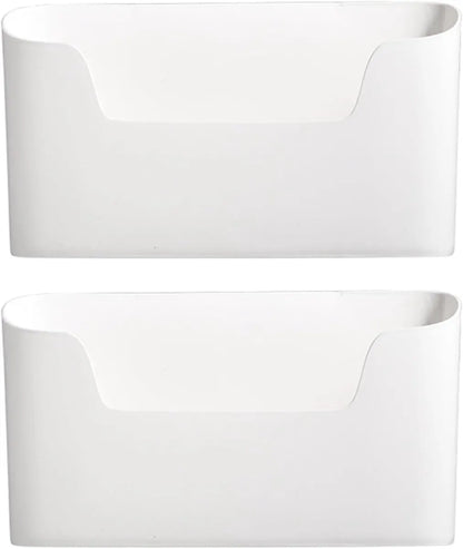 Storage boxes - Wall-mounted storage boxes - Wall-mounted filing cabinets - Mail and magazine organizers - Self-adhesive single-compartment door - No drilling required - For storing office supplies - (White, set of 2)