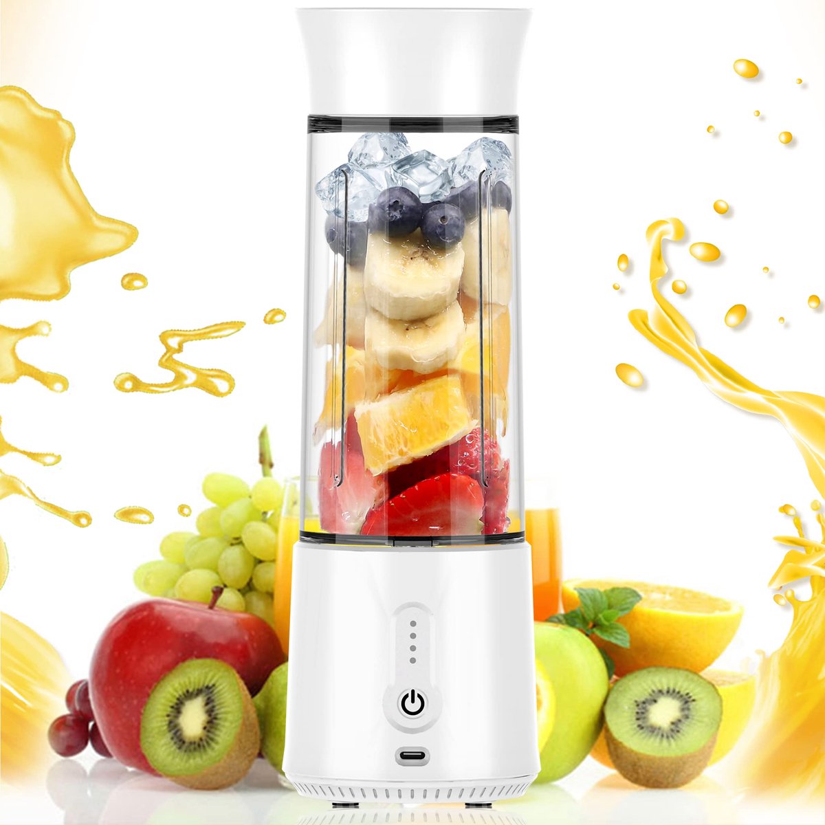 Blender - Mini Blender - Smoothie Maker - USB Rechargeable Mini Blender - Portable Blender for Milkshakes, Smoothies and Juices - Grijs - Image 4