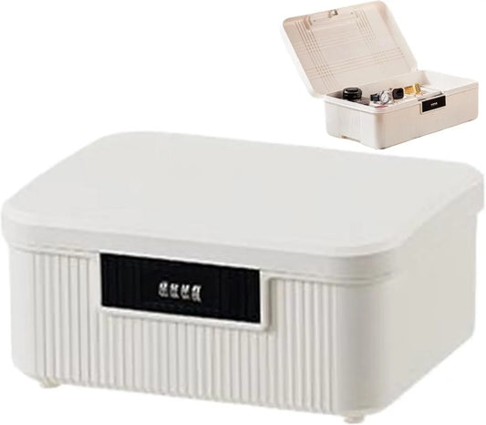 Lockable storage box - 9L lockable pillbox with double combination lock - Waterproof lockable box with combination lock - Perfect for personal belongings at home or in the office - Wit