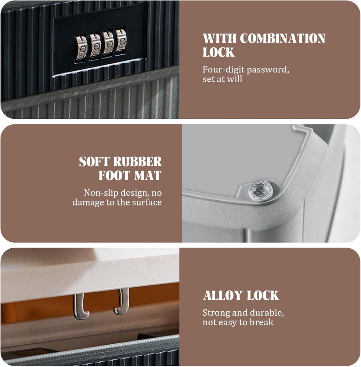 Lockable storage box - 9L lockable pillbox with double combination lock - Waterproof lockable box with combination lock - Perfect for personal belongings at home or in the office - Wit - Image 3