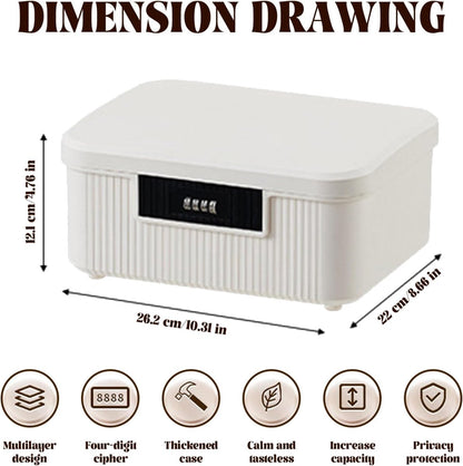 Lockable storage box - 9L lockable pillbox with double combination lock - Waterproof lockable box with combination lock - Perfect for personal belongings at home or in the office - Wit - Image 5