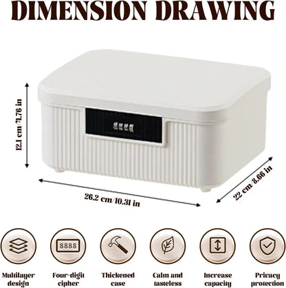 Lockable storage box - 9L lockable pillbox with double combination lock - Waterproof lockable box with combination lock - Perfect for personal belongings at home or in the office - Wit - Image 5