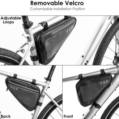 Bicycle pannier - Bicycle frame bag - Bicycle frame bag - Triangular bicycle frame bag - Storage bag - Reflective bicycle bag - Mountain bike, road bike accessories, large capacity - Black - Image 7