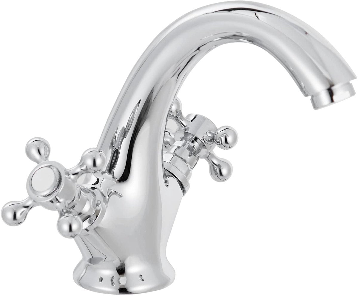 Faucets - Vintage Bathroom Faucets - Basin Faucets - Suitable for vintage bathroom basin faucets, Double handle mixer taps with cross handle, elegant design