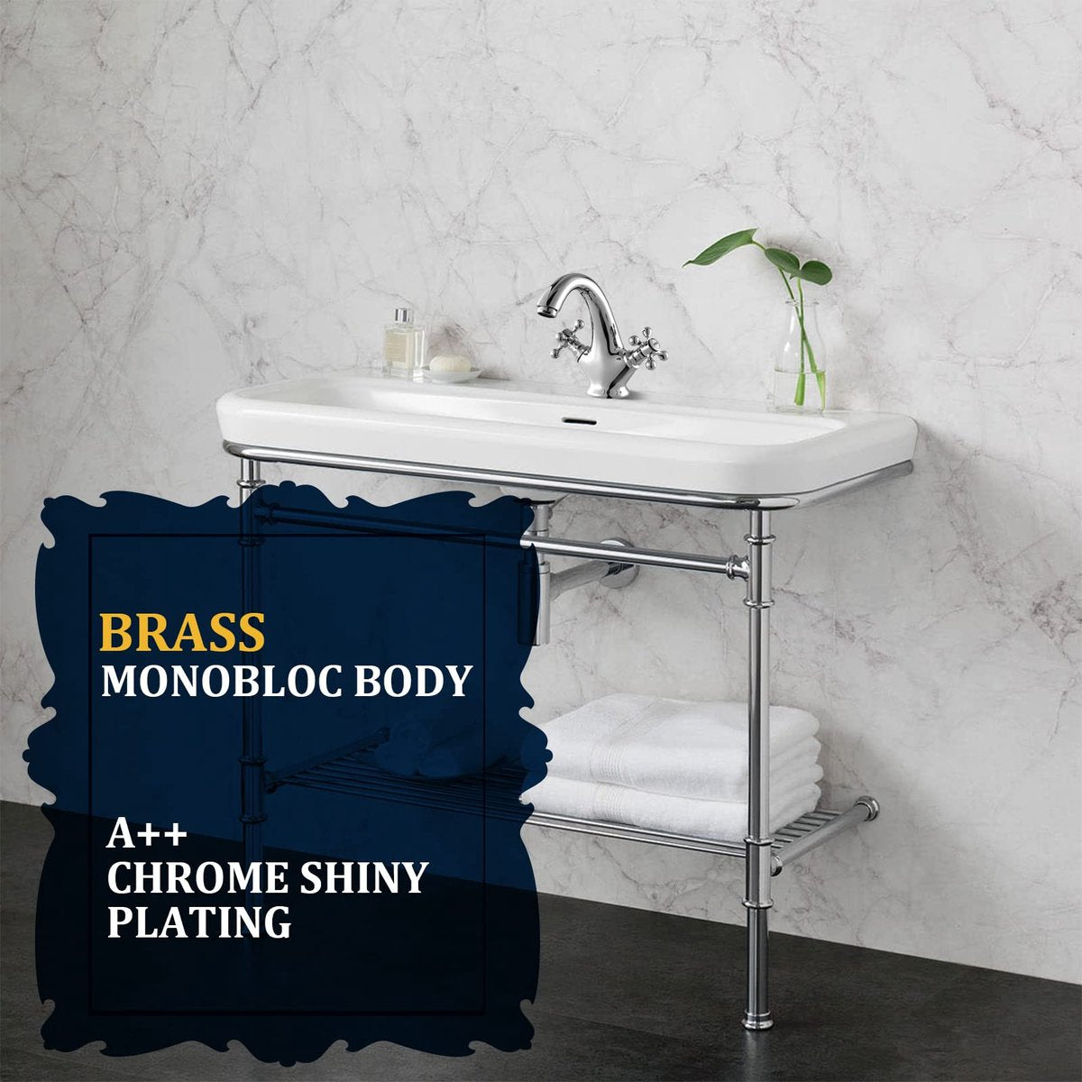 Faucets - Vintage Bathroom Faucets - Basin Faucets - Suitable for vintage bathroom basin faucets, Double handle mixer taps with cross handle, elegant design - Image 4