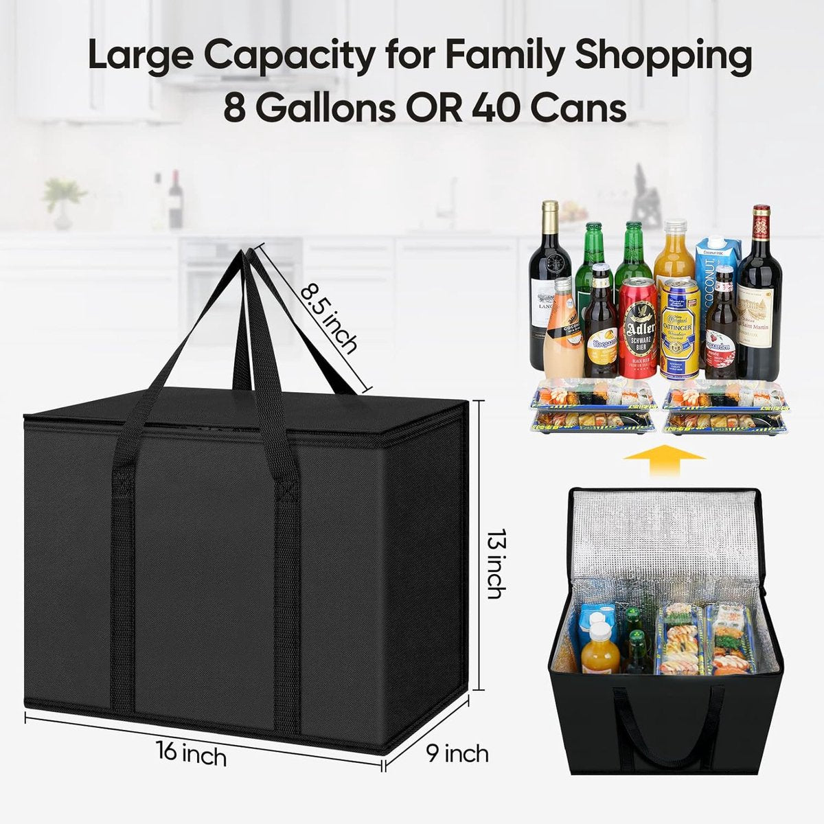 Insulated bag - Set of 2 reusable and insulated grocery bags - Insulated bag - Lunch bag - Picnic bag - Foldable insulated bag - Large, sturdy insulated bag - Image 5