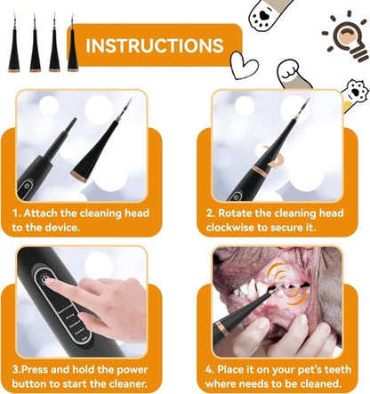 Electric Dog Toothbrush - Dental Cleaning Tools - Dog Toothbrush Set with LED Light - Rechargeable Dental Device, Anti-Plaque for Dogs and Cats - Wit - Image 6