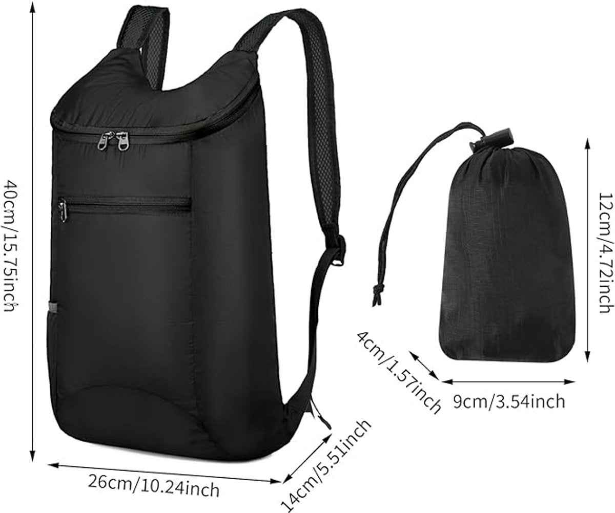 Backpack - Set of 2 Ultralight Foldable Backpacks - Waterproof Hiking Backpack - Ultralight Outdoor Backpack - Foldable Backpack - Ideal for Camping, Hiking, Travel and Sports - Black and Blue - Image 6