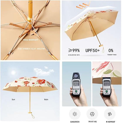 Folding Umbrella - Foldable - Umbrella for Girls - Small Mini Folding Umbrella - Compact Design - Ideal for Outdoor Travel - UV Protection Sunscreen Umbrella - Image 3