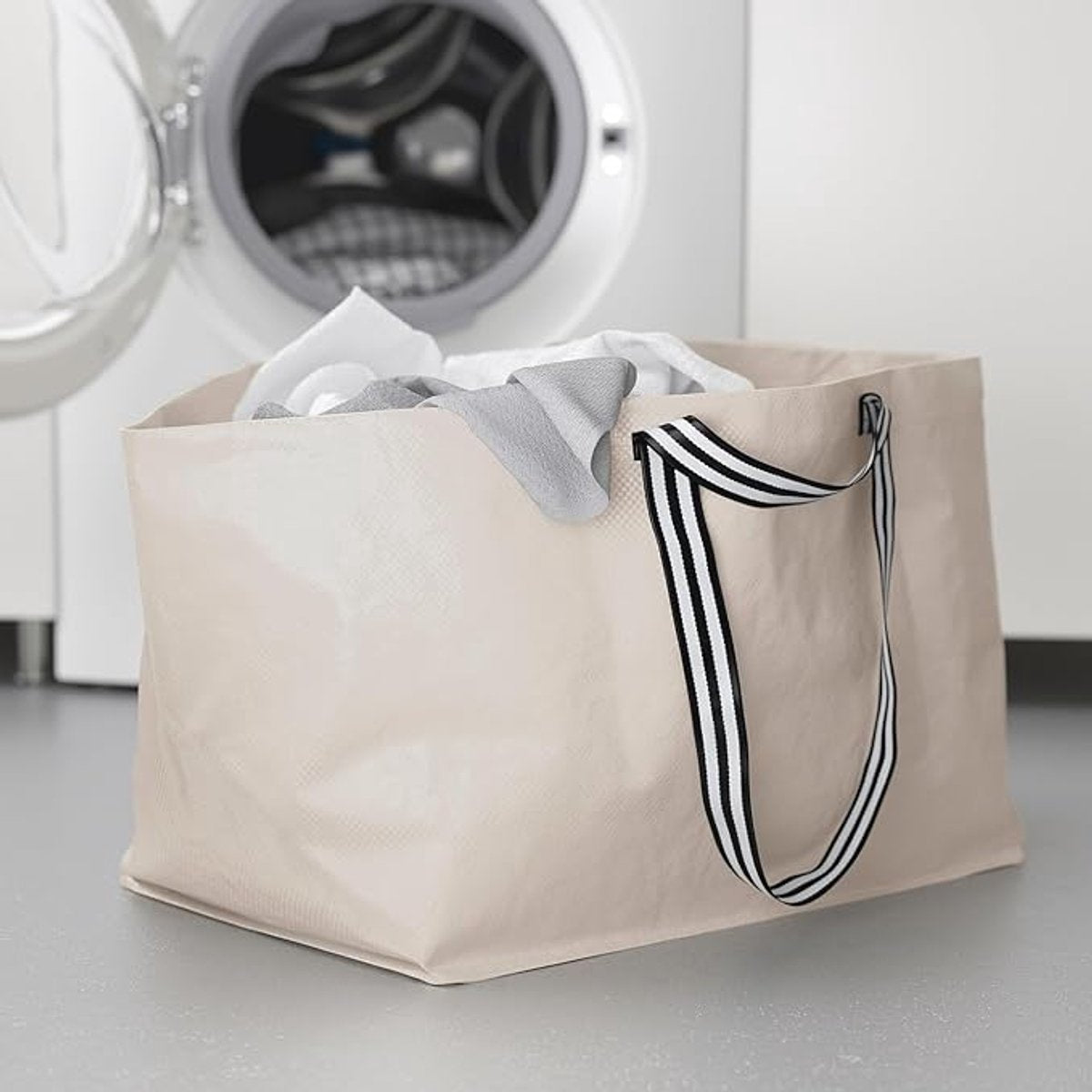 10 IKEA-style quality tote bags, shopping bags, large size, polypropylene, 68 x 36 cm, light beige, size L. - Image 3