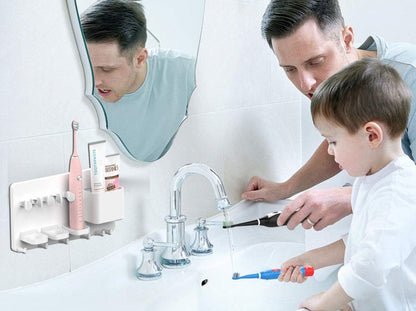 Toothbrush holder - Electric toothbrush holder - High quality - Adjustable - Wall mounted - Drying - Razor blade holder - Bathroom organizer - Universal - Self-adhesive - No brush heads - Wit - Image 9