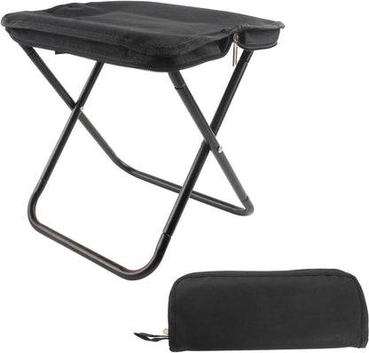 Portable folding camping stool with carrying bag, portable folding chair, folding camping stool, outdoor footrest for travel, walking, hiking, fishing, picnics and barbecues (black)