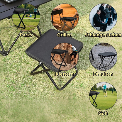 Portable folding camping stool with carrying bag, portable folding chair, folding camping stool, outdoor footrest for travel, walking, hiking, fishing, picnics and barbecues (black) - Image 2