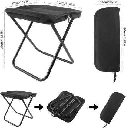 Portable folding camping stool with carrying bag, portable folding chair, folding camping stool, outdoor footrest for travel, walking, hiking, fishing, picnics and barbecues (black) - Image 3