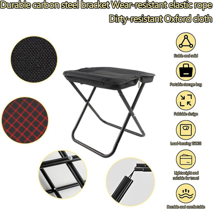 Portable folding camping stool with carrying bag, portable folding chair, folding camping stool, outdoor footrest for travel, walking, hiking, fishing, picnics and barbecues (black) - Image 4