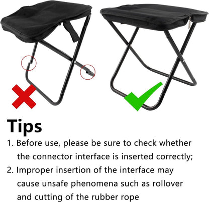 Portable folding camping stool with carrying bag, portable folding chair, folding camping stool, outdoor footrest for travel, walking, hiking, fishing, picnics and barbecues (black) - Image 7
