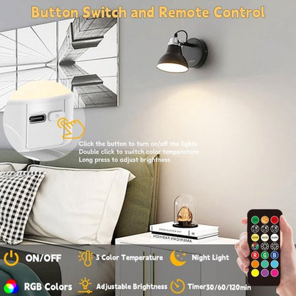 Set of 2 USB rechargeable bulbs with remote control - Battery-operated lamp bulbs - Rechargeable RGB color-changing bulbs - 12 color temperatures - Adjustable brightness - Wireless night light - 800 lm - Image 3