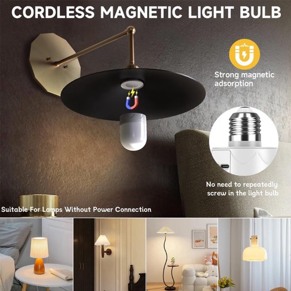 Set of 2 USB rechargeable bulbs with remote control - Battery-operated lamp bulbs - Rechargeable RGB color-changing bulbs - 12 color temperatures - Adjustable brightness - Wireless night light - 800 lm - Image 6