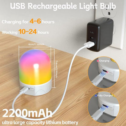 Set of 2 USB rechargeable bulbs with remote control - Battery-operated lamp bulbs - Rechargeable RGB color-changing bulbs - 12 color temperatures - Adjustable brightness - Wireless night light - 800 lm - Image 7