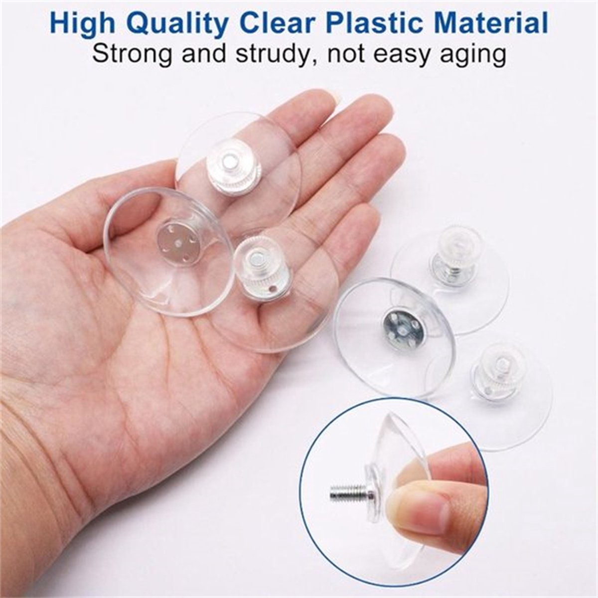 10 suction cups with M4 screws, 41 mm plastic suction cups, suction cups for windows, transparent suction cups, suction cups with 10 serrated nuts for mirrored glass wall doors and craft projects. - Image 2