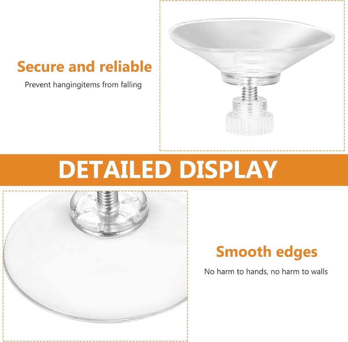 10 suction cups with M4 screws, 41 mm plastic suction cups, suction cups for windows, transparent suction cups, suction cups with 10 serrated nuts for mirrored glass wall doors and craft projects. - Image 8