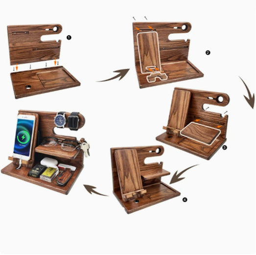 Phone stand - organizer - jewelry holder - desk organizer - gift for men - for cell phones, gifts for him, husband, bedside table, gifts - Image 4