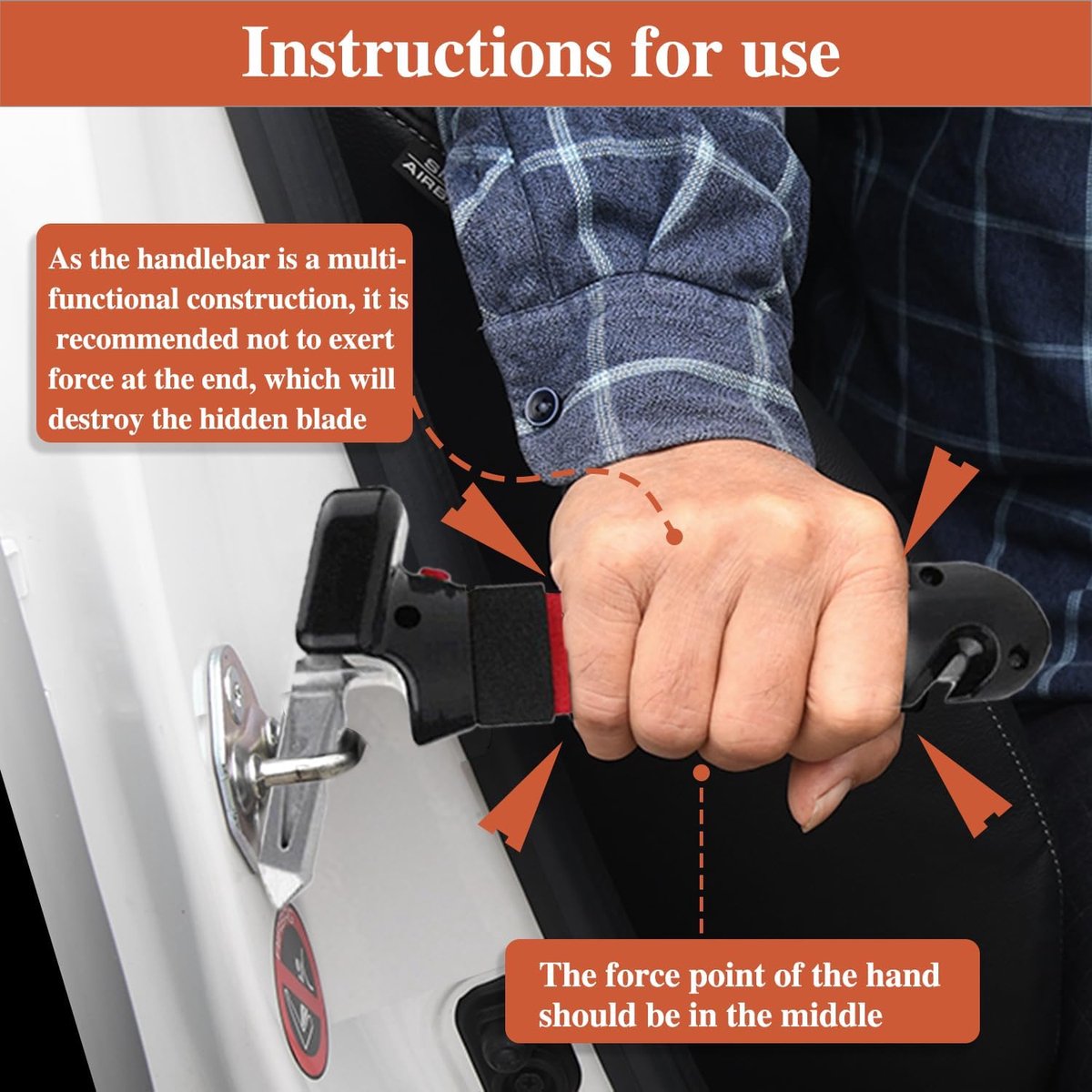 Set of 2 multifunctional car door handles, as an aid for getting in and out of cars, making it easier for disabled people / the elderly / small children / pregnant women / injured people to get in and out of the car - Image 2