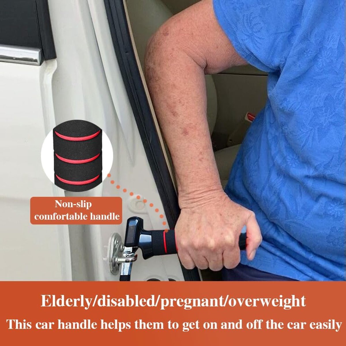 Set of 2 multifunctional car door handles, as an aid for getting in and out of cars, making it easier for disabled people / the elderly / small children / pregnant women / injured people to get in and out of the car - Image 3
