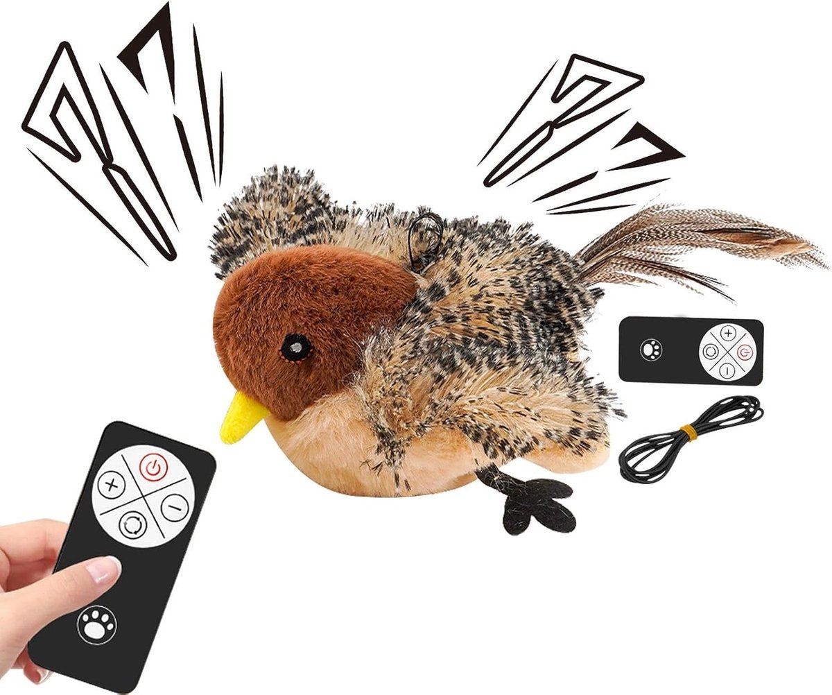 Cat Toys - Cat Toys with Catnip - Flappy Bird Cat Toy for Indoor Cats - Rechargeable - Electric Cat Toys - With Sound - Plush Sports Toy for Kittens - Pic