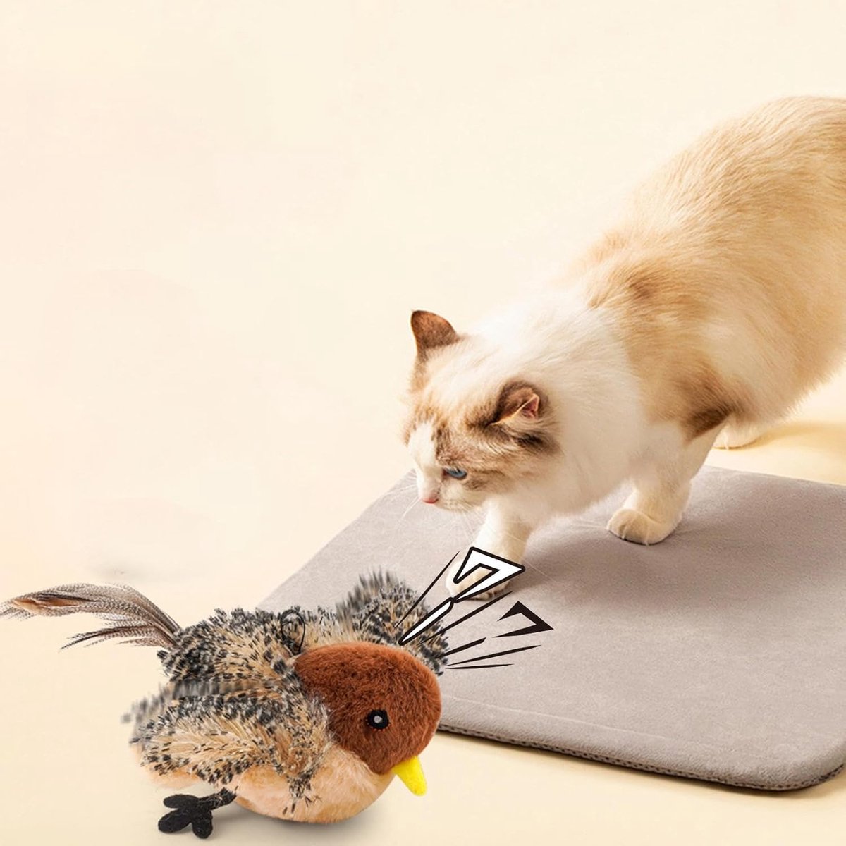 Cat Toys - Cat Toys with Catnip - Flappy Bird Cat Toy for Indoor Cats - Rechargeable - Electric Cat Toys - With Sound - Plush Sports Toy for Kittens - Pic - Image 4