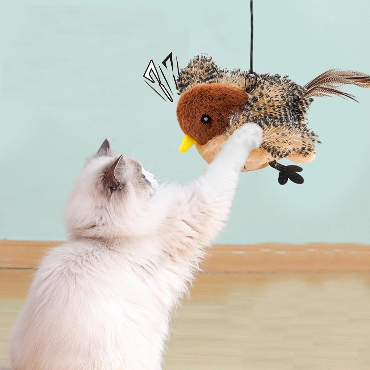 Cat Toys - Cat Toys with Catnip - Flappy Bird Cat Toy for Indoor Cats - Rechargeable - Electric Cat Toys - With Sound - Plush Sports Toy for Kittens - Pic - Image 5