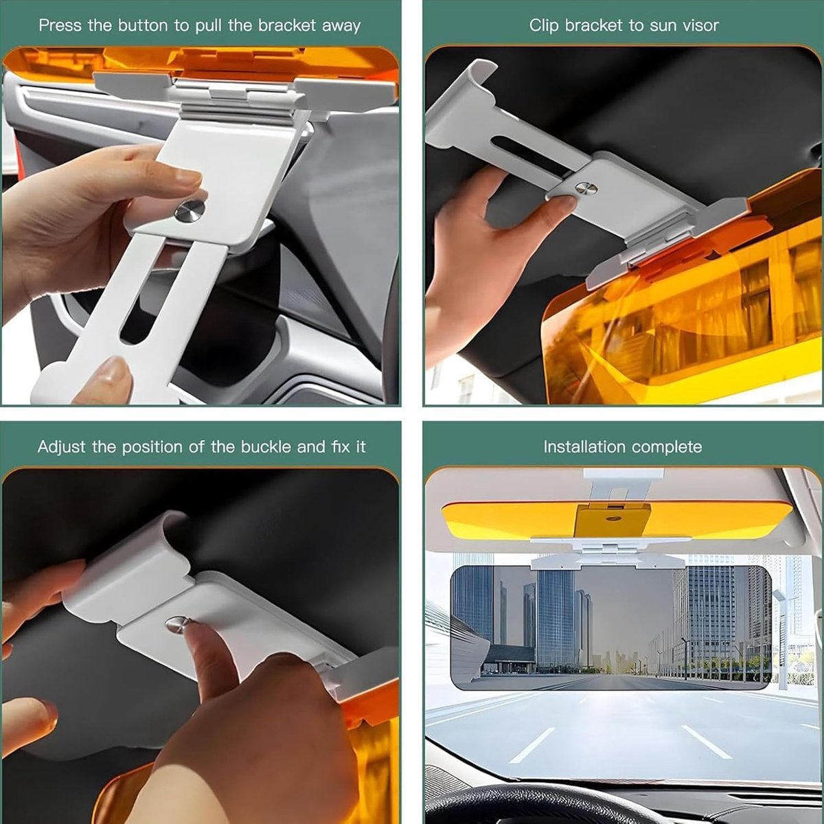 Car Sunshade - 2-in-1 Sunshade Extension - Day and Night Glare Protection - For All Vehicles - Driver and Passenger Side Sunshade - Image 4
