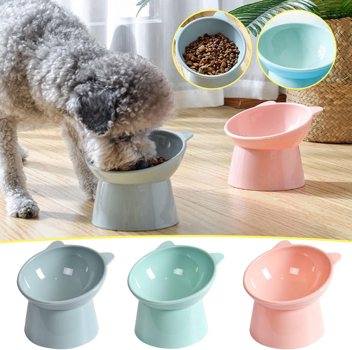 Cat bowl - Feeders - Tilting bowl - Anti-vomiting - Angled design - Blue - Perfect for cats - Indoor use - Pet accessories - Blue - Image 8