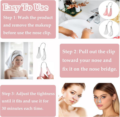 Silicone nose clips for women with wide noses (2 pieces) (transparent pink) - Image 2