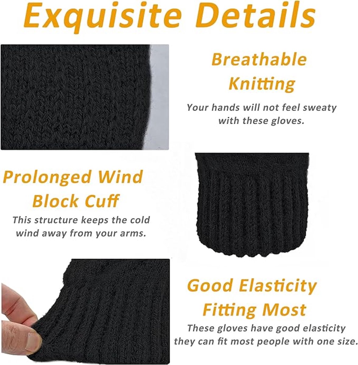 Gloves - Winter Gloves - Heated Gloves - Thermal Gloves - Men's Wool Gloves - Women's Winter Gloves - Thick Cashmere Warm Gloves - Touchscreen Compatible - Outdoor Sports Gifts for Men and Women - Image 2