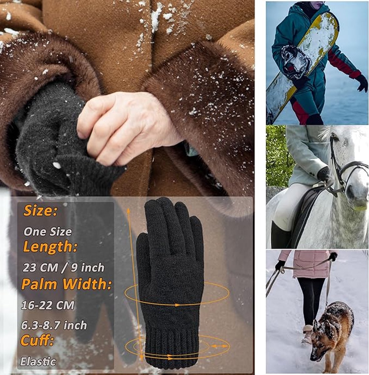 Gloves - Winter Gloves - Heated Gloves - Thermal Gloves - Men's Wool Gloves - Women's Winter Gloves - Thick Cashmere Warm Gloves - Touchscreen Compatible - Outdoor Sports Gifts for Men and Women - Image 3