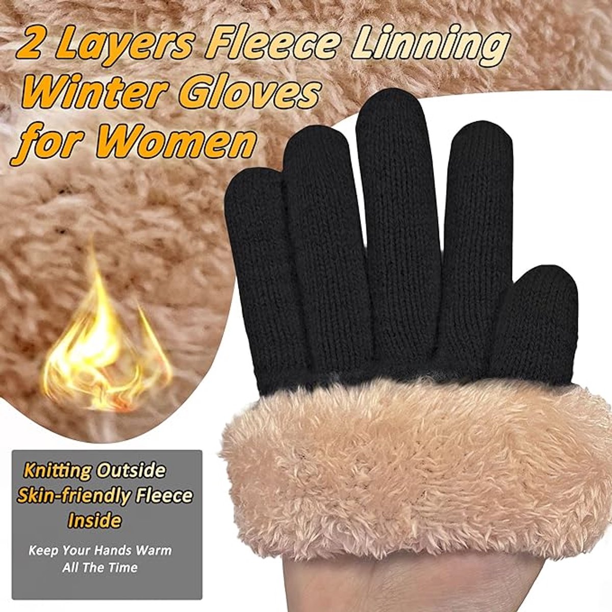Gloves - Winter Gloves - Heated Gloves - Thermal Gloves - Men's Wool Gloves - Women's Winter Gloves - Thick Cashmere Warm Gloves - Touchscreen Compatible - Outdoor Sports Gifts for Men and Women - Image 5