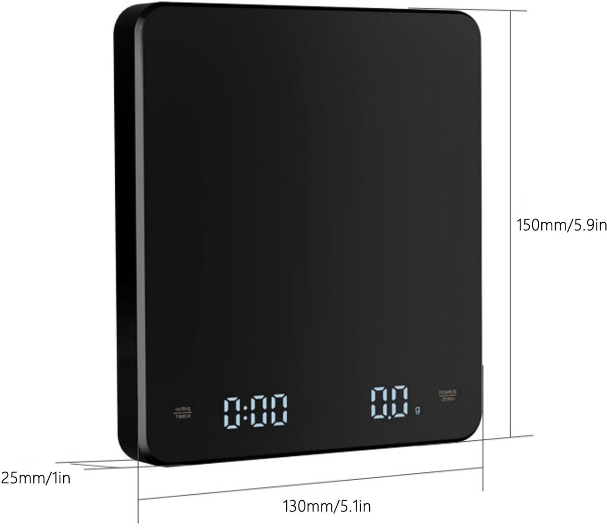 Precision Scale - Barista Scale - Coffee Scale with Timer - Small 3 kg / 0 g Coffee Scale with Gravity Sensor - Rechargeable Kitchen Scale - Barista Essential - High Precision - Black - Image 2